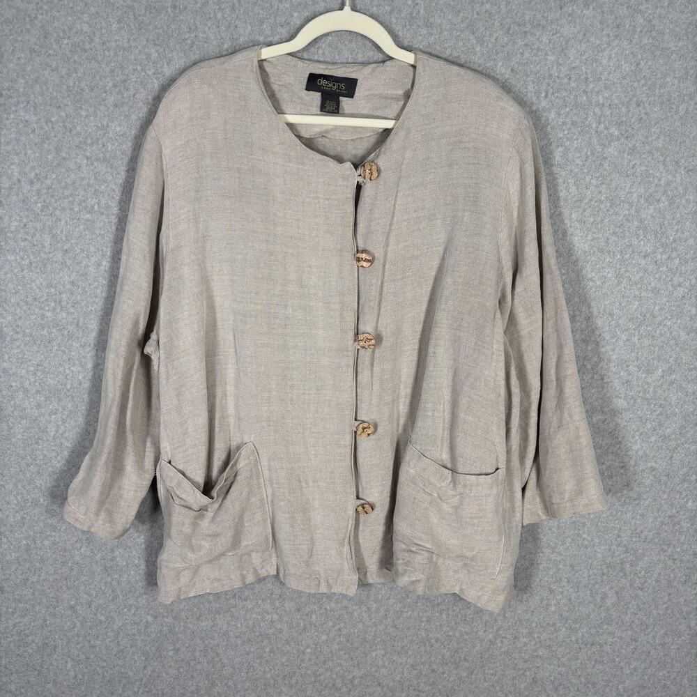 VTG Lane Bryant Linen Blazer Jacket 22 24 Lagenlook Lagom Neutral Minimalist